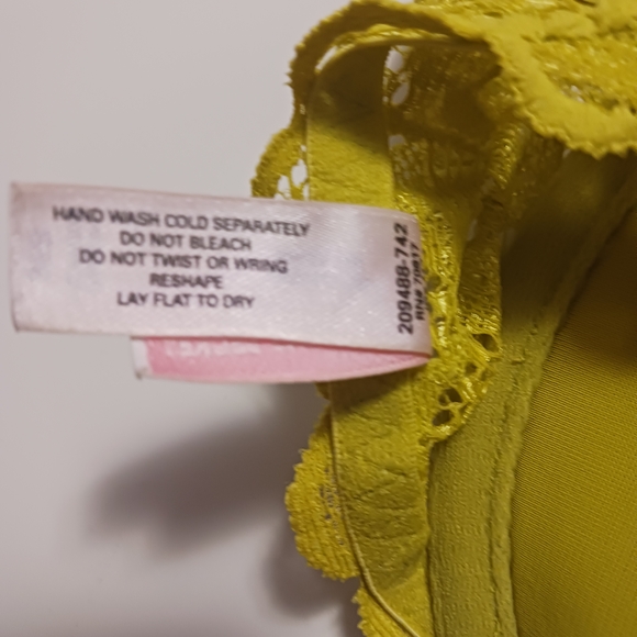 Victoria's Secret Very Sexy Yellow/ Green Lace Underwire Bra Front Clasp VG - Picture 5 of 9
